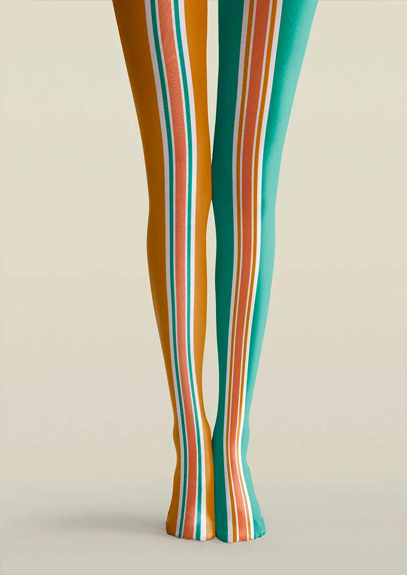 Viken Plan Orange-green stripes Tights Hosiery Pantyhose