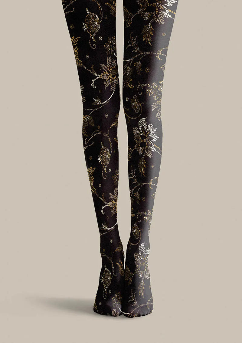 Viken Plan Floral pattern Dark Floral Tights Hosiery Pantyhose