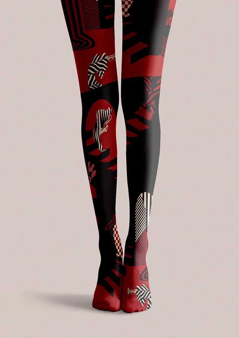 Viken Plan Musical elements Rock Lines Tights Hosiery Pantyhose