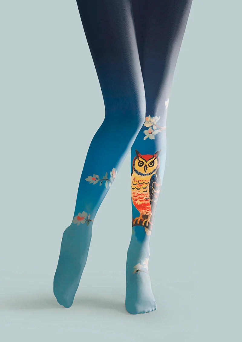 Viken Plan Fun art Print Tights Enjoyable Pantyhose/Tights [owl]