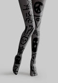 Viken Plan Graffiti Cobweb Tights Hosiery Pantyhose