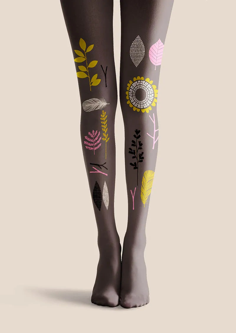 Viken Plan Nordic Sketch Floral Tights Hosiery Pantyhose