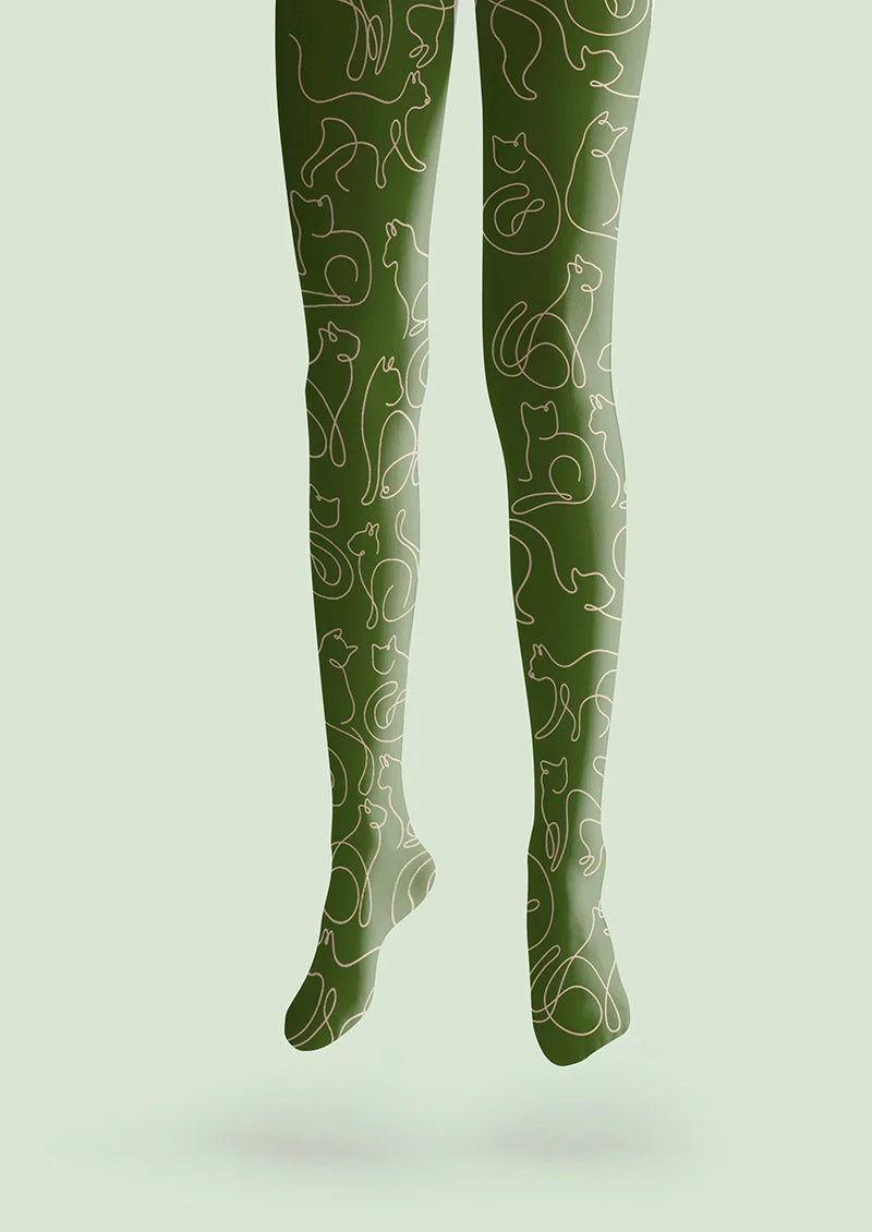 Viken Plan Cat Line Tights Hosiery Pantyhose