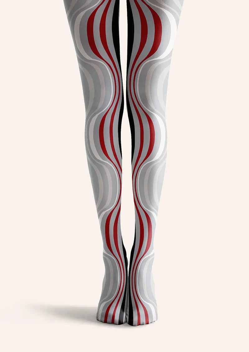 Viken Plan Geometric Art Wave Lines Tights Hosiery Pantyhose