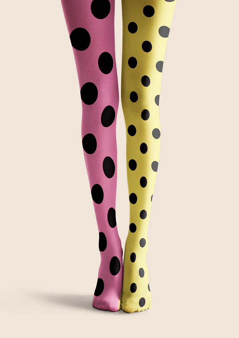Viken Plan Pink-Yellow Dots Tights Hosiery Pantyhose