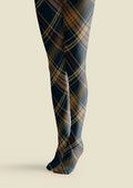 Viken Plan Blue-brown Check Plaid Tights Hosiery Pantyhose