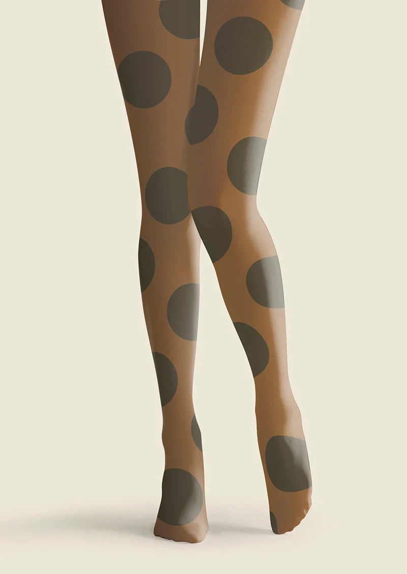 Viken Plan Brown-Olive green Morandi  polka dots Memory Tights Hosiery Pantyhose