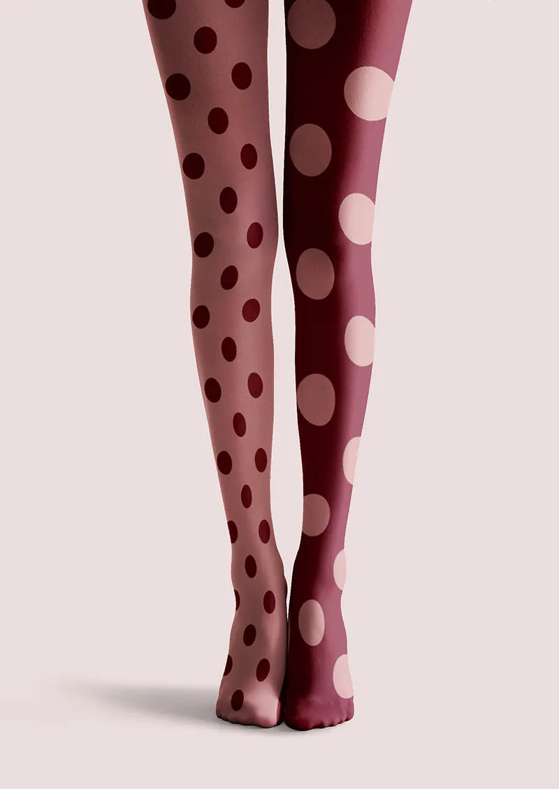 Viken Plan Burgundy Dots Tights Hosiery Pantyhose
