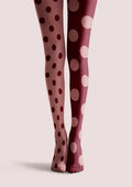Viken Plan Burgundy Dots Tights Hosiery Pantyhose
