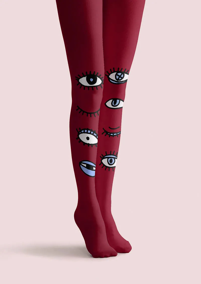 Viken Plan Fun Art Wink Eyes Tights Hosiery Pantyhose