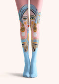 Viken Plan Fun Art Blue Muse Tights Hosiery Pantyhose