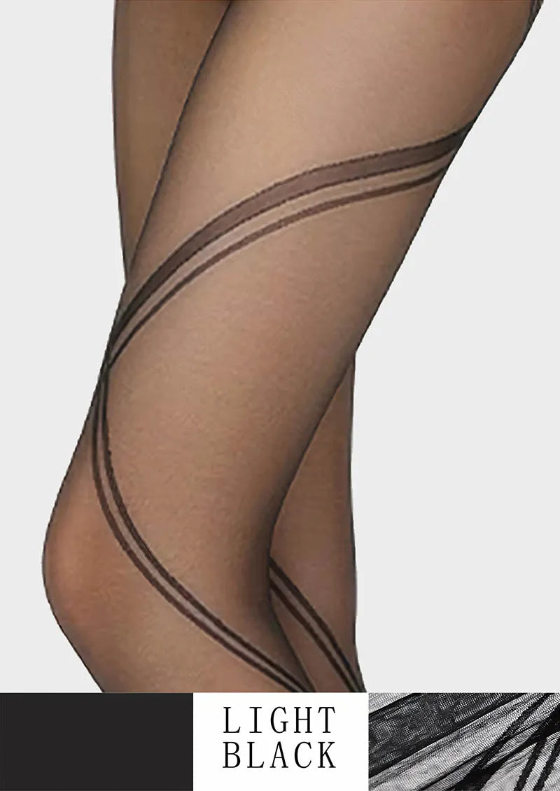 Viken Plan Black bandage stripes Tights Hosiery Pantyhose