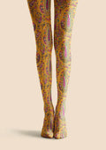 Viken Plan Warm Gold Paisley Tights Hosiery Pantyhose
