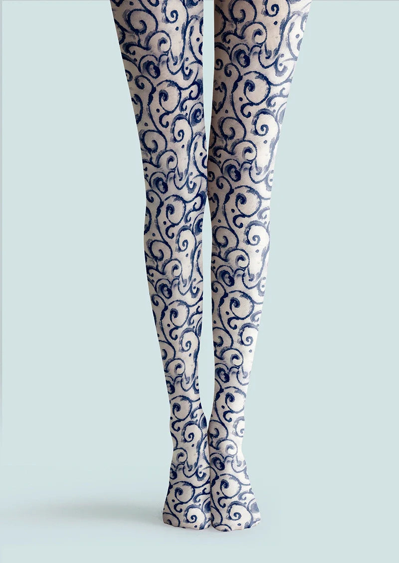 Viken Plan Cyan flower Tights Hosiery Pantyhose