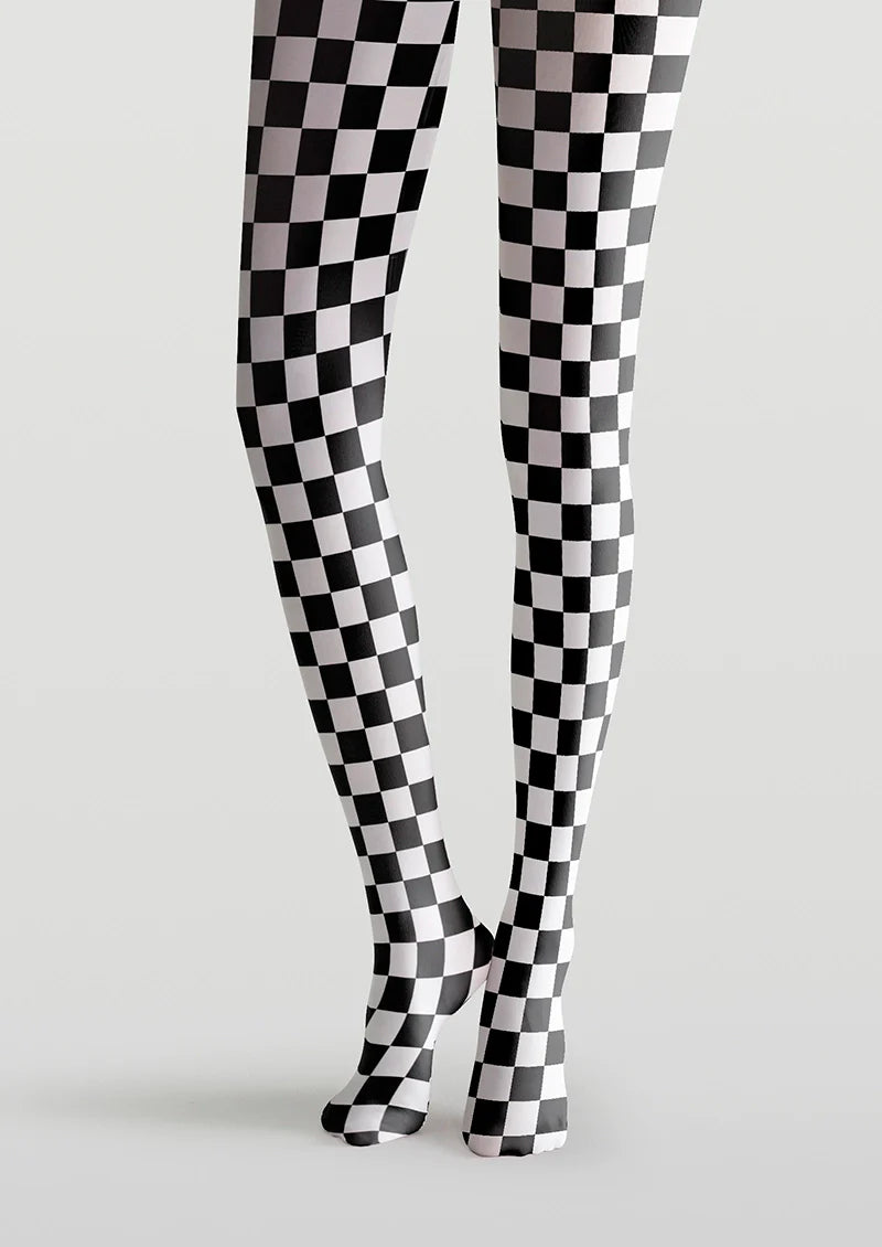 Viken Plan Black-white checkered Tights Hosiery Pantyhose