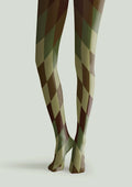 Viken Plan Avocado Diamond Pattern Tights Hosiery Pantyhose