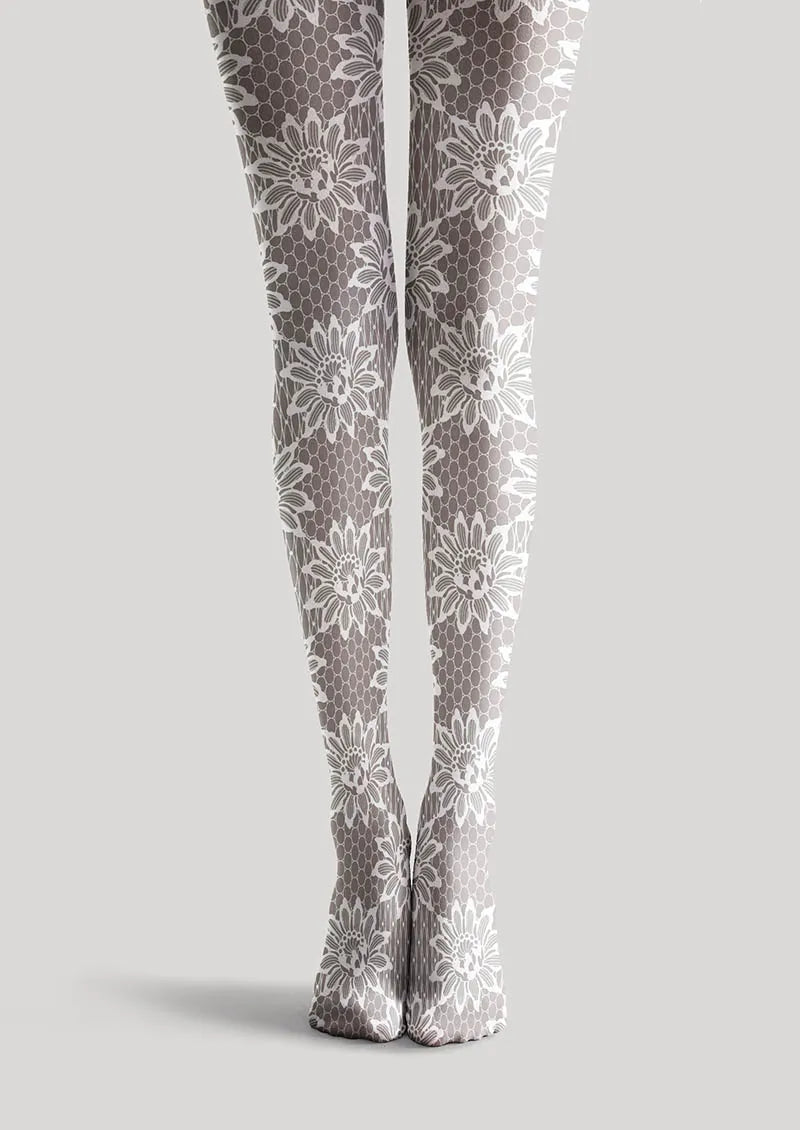 Viken Plan Lace Print Snowflake Lace Tights Hosiery Pantyhose