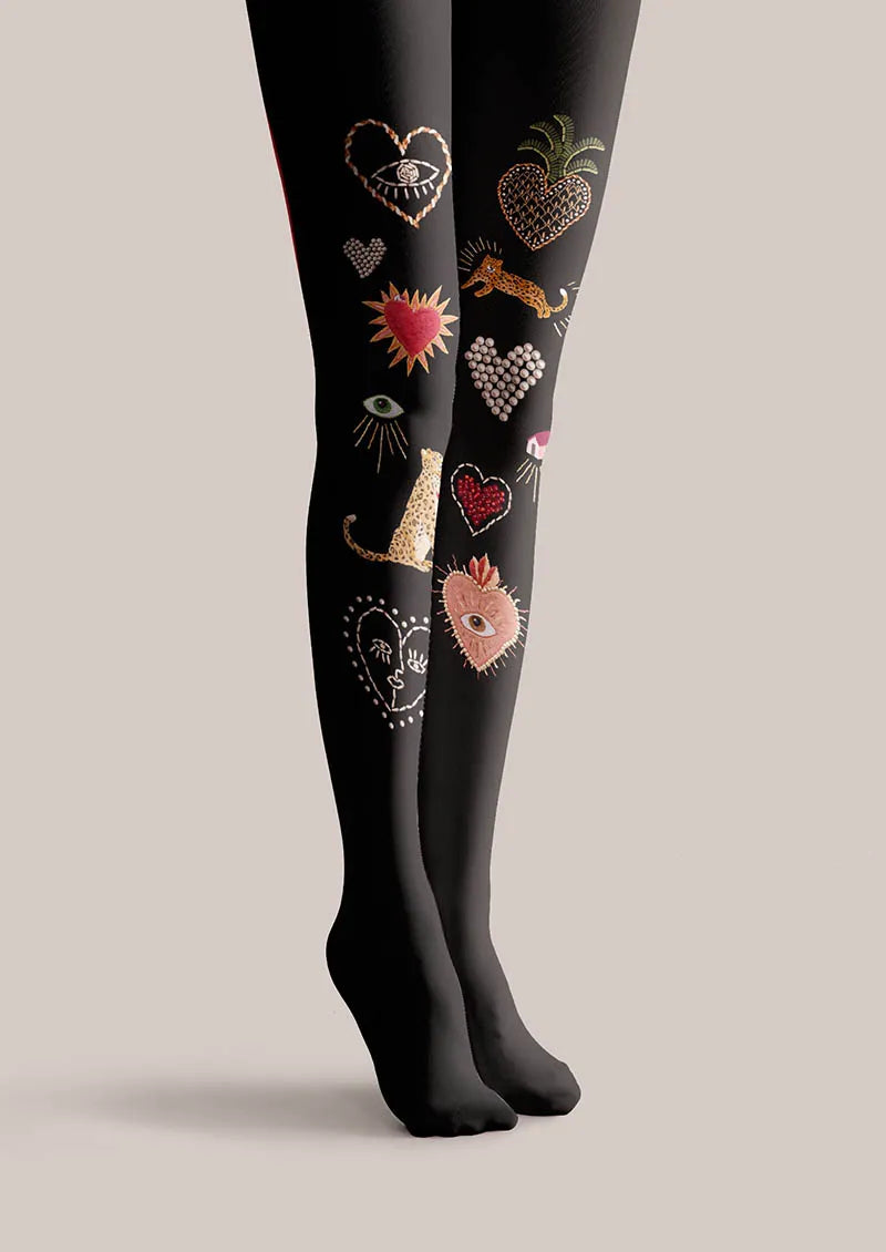 Viken Plan Fun Art Icon Stitch Tights Hosiery Pantyhose
