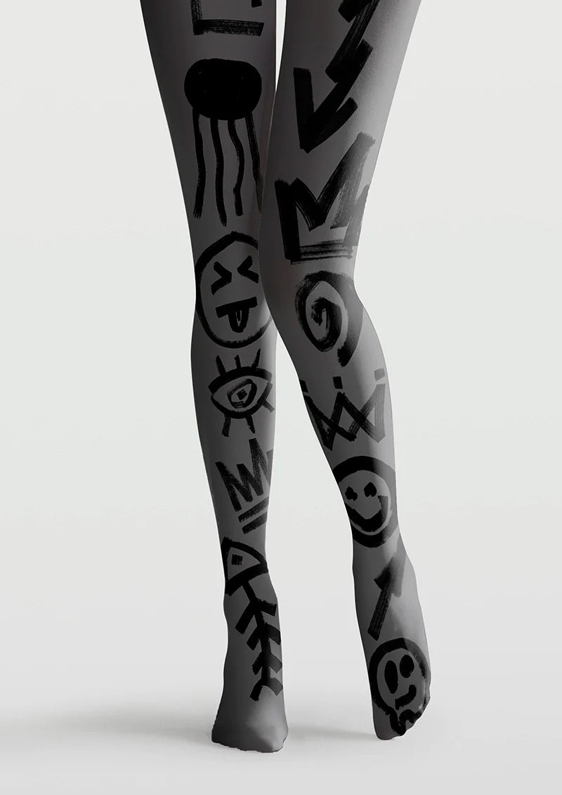 Viken Plan Graffiti Glyph Tights Hosiery Pantyhose