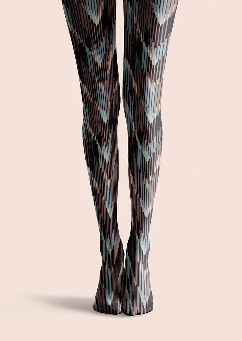 Viken Plan Black Smoke Stripes Tights Hosiery Pantyhose