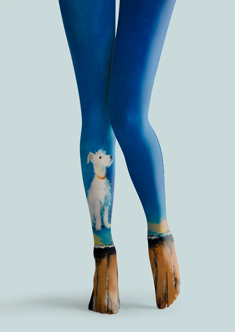 Viken Plan White Dog Tights Hosiery Pantyhose