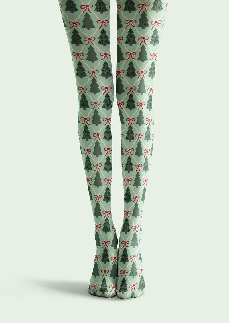Viken Plan Christmas Fun Art Tree Forest Tights Hosiery Pantyhose