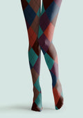 Viken Plan Deep Color Plaid Tights Hosiery Pantyhose