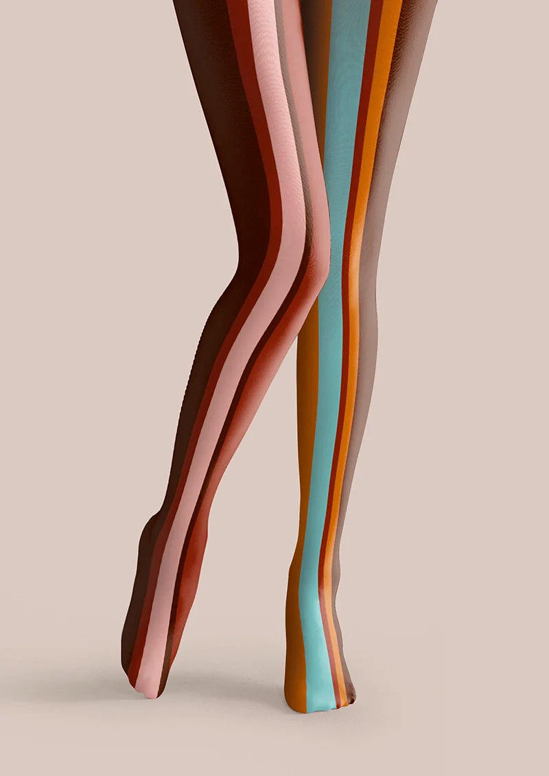 Viken Plan Color Stripes Tights Hosiery Pantyhose