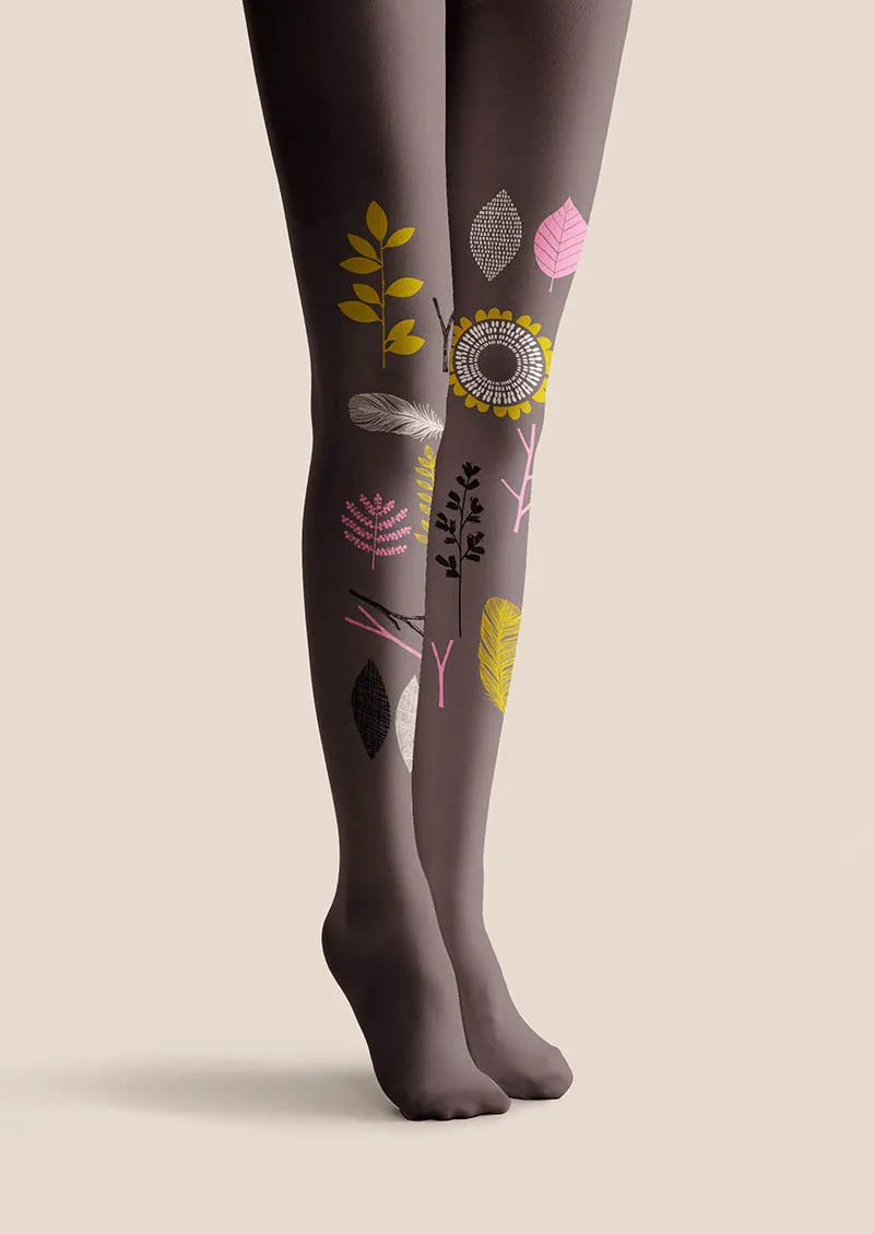 Viken Plan Nordic Sketch Floral Tights Hosiery Pantyhose
