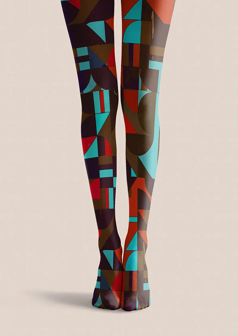Viken Plan Color Clash Geometry Tights Hosiery Pantyhose