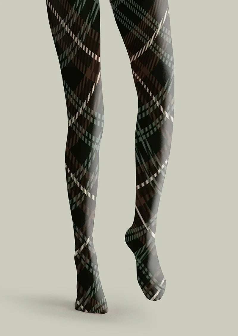 Viken Plan Black-gray Check Tights Hosiery Pantyhose