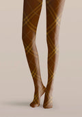 Viken Plan Van Dyke Brown Maillard  Check Tights Hosiery Pantyhose