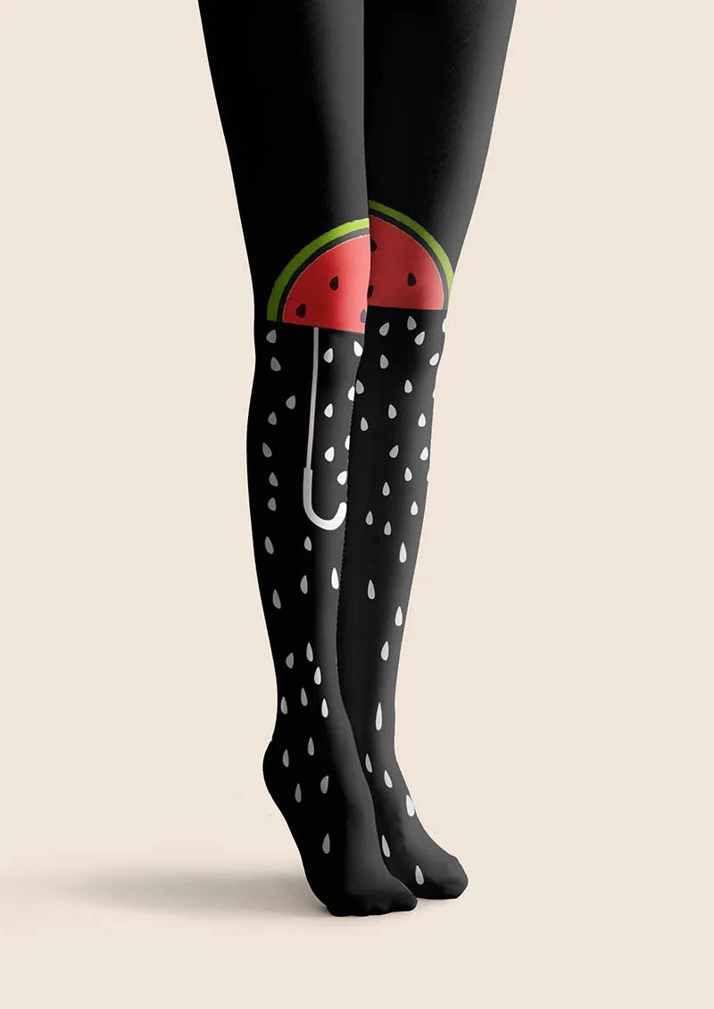 Viken Plan Fun Art Watermelon Slice Tights Hosiery Pantyhose