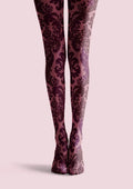 Viken Plan Baroque Bloom Plum Velvet Tights Hosiery Pantyhose