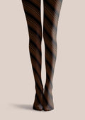 Viken Plan Geometric Art Brown Weave Tights Hosiery Pantyhose