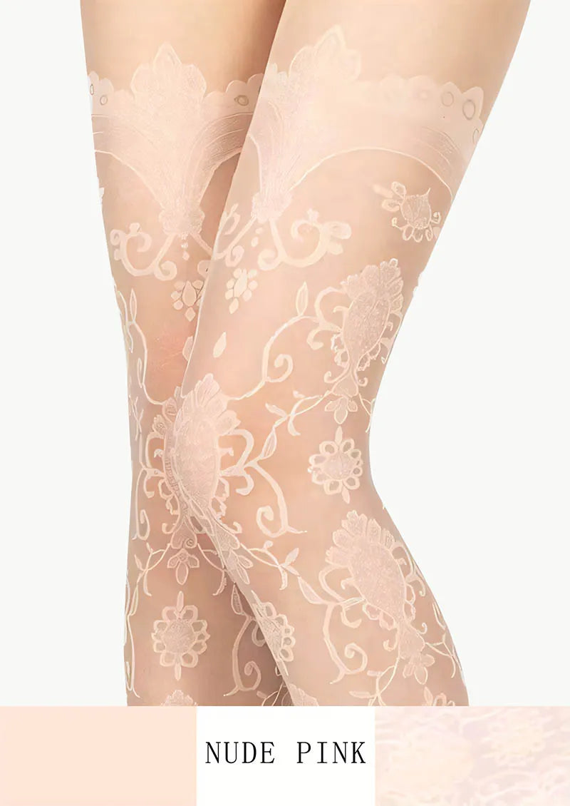 Viken Plan Baroque Jacquard Lace Tights Hosiery Pantyhose