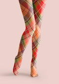 Viken Plan Candy Colors Check Plaid Tights Hosiery Pantyhose