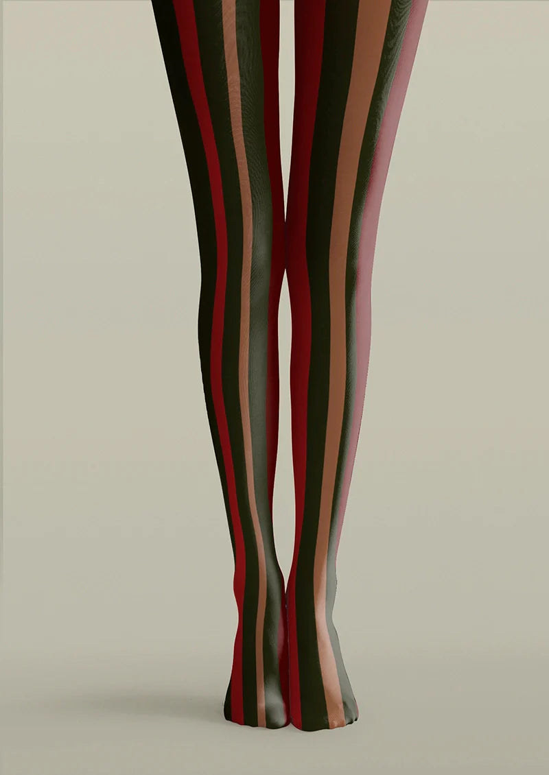 Viken Plan Christmas deep color stripes Tights Hosiery Pantyhose