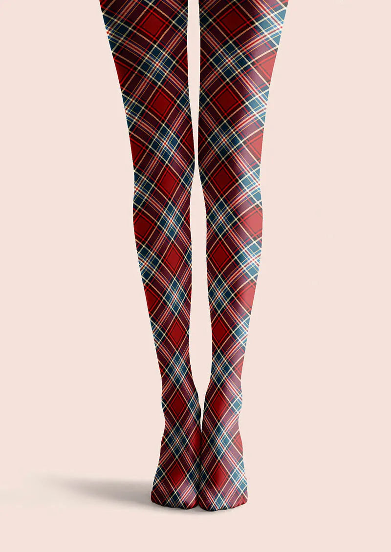 Viken Plan Christmas Classic Red Tartan Tights Hosiery Pantyhose