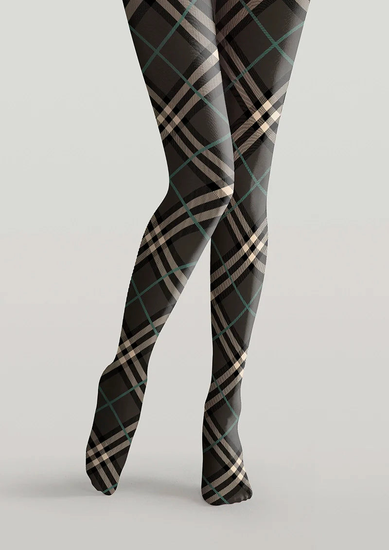 Viken Plan Grayish black Check Tights Hosiery Pantyhose