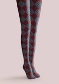 Viken Plan Burgundy red checkered Tights Hosiery Pantyhose