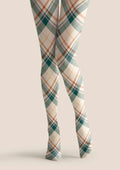Viken Plan Khaki Stripes Check Tights Hosiery Pantyhose