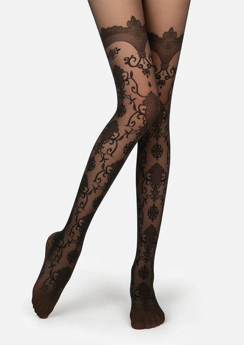 Viken Plan Baroque Jacquard Lace Tights Hosiery Pantyhose