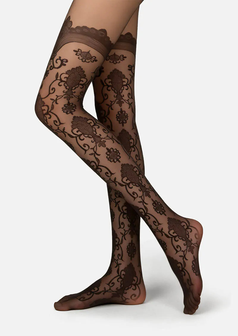 Viken Plan Baroque Jacquard Lace Tights Hosiery Pantyhose