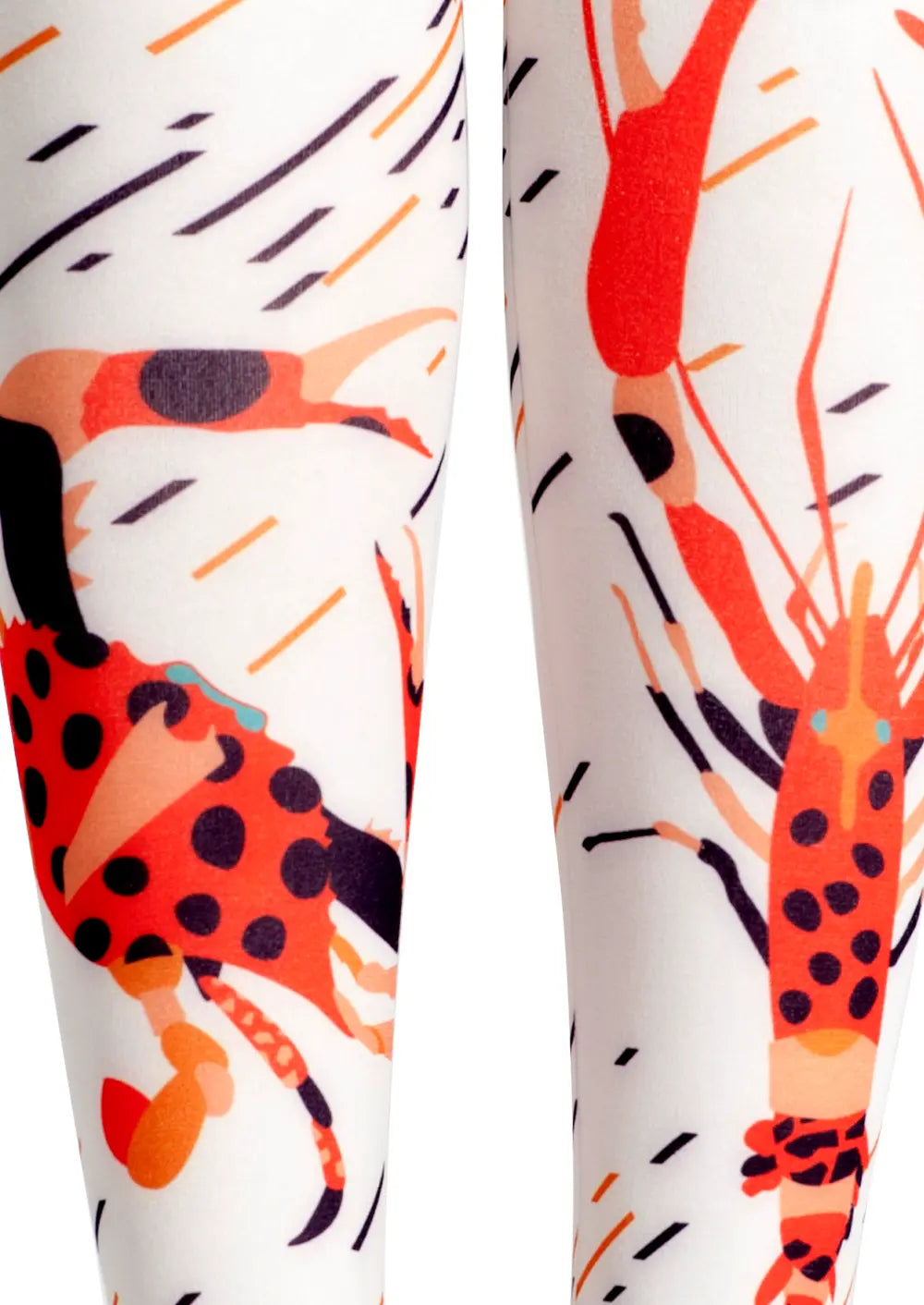 Viken Plan Fun art Print Tights Quirky Pantyhose/Tights [Crabs and prawns]