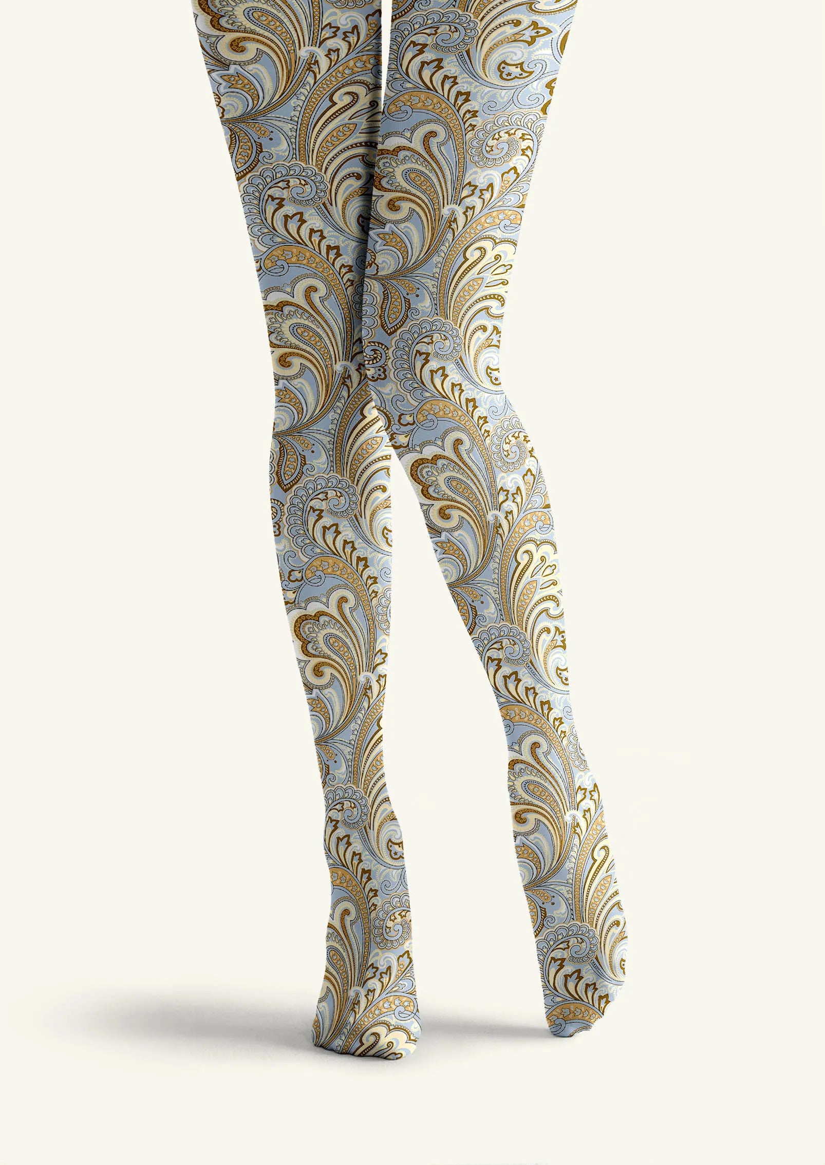 Viken Plan Art Print Tights Personality Pantyhose/Tights [Azure Ripple]