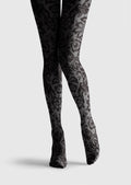Viken Plan Baroque Bloom Noir Lace Tights Hosiery Pantyhose