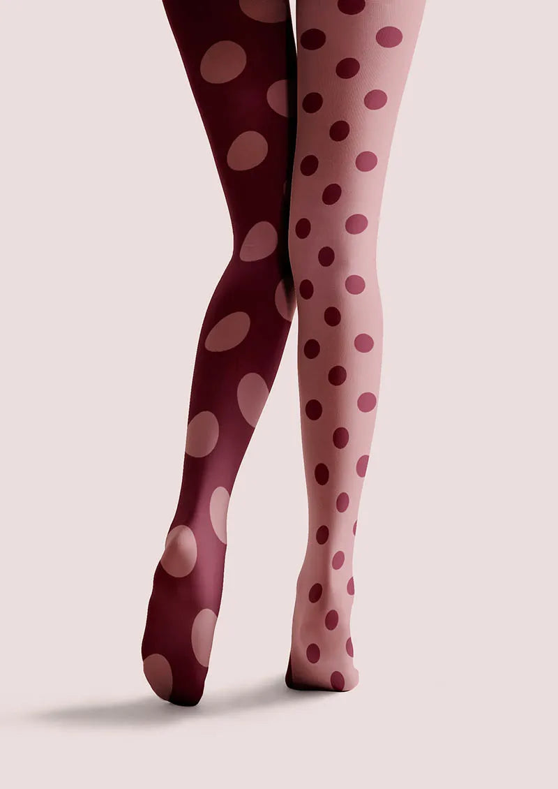 Viken Plan Burgundy Dots Tights Hosiery Pantyhose