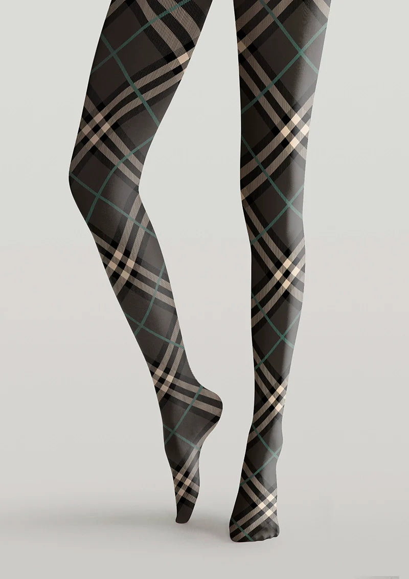 Viken Plan Grayish black Check Tights Hosiery Pantyhose