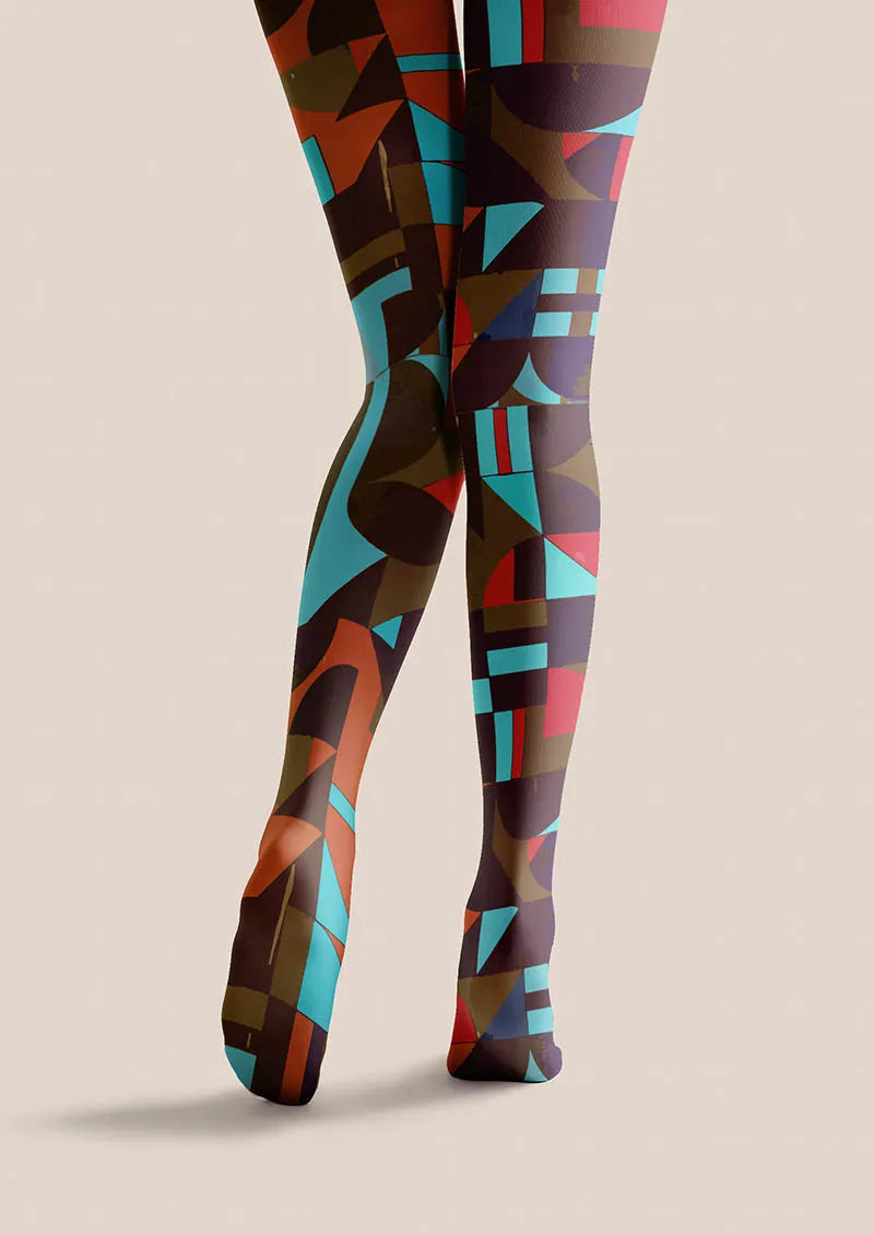 Viken Plan Color Clash Geometry Tights Hosiery Pantyhose